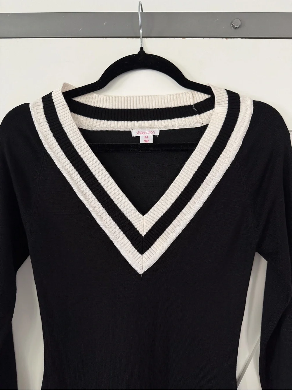 Target xhilaration Black White Striped Varsity Style Mini Dress